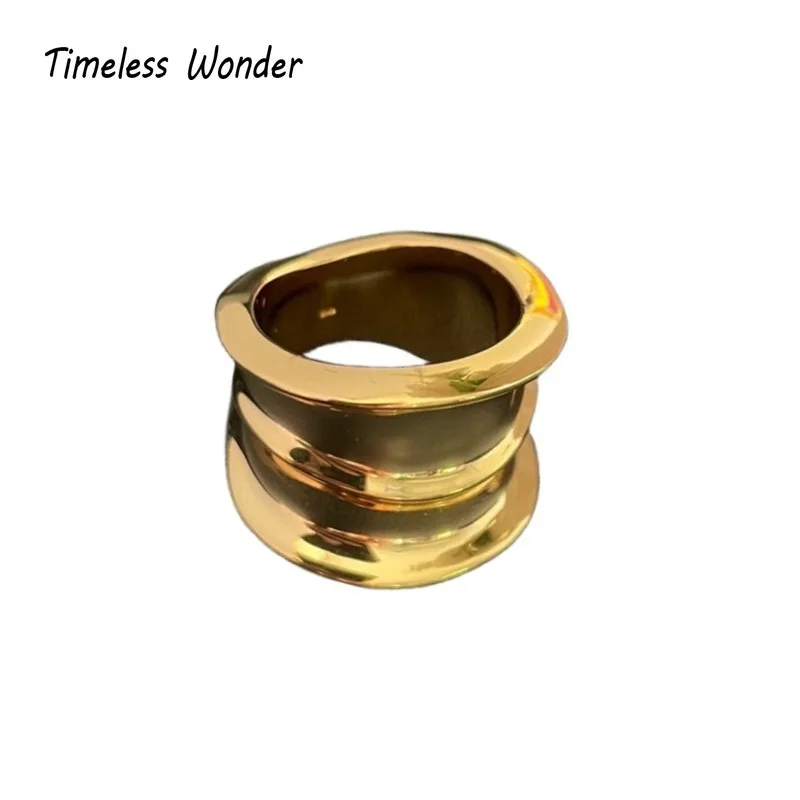 

Timeless Wonder Fancy Geo Hammered Cocktail Rings for Women Designer Jewelry Goth Top Party Ins Trendy Gift Rare Luxury 6443