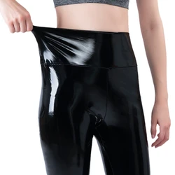 Leggings en Latex pour Femmes, Pantalon en Cuir, Taille Haute, pour Entraînement, dehors, Sexy, Brcorporelle, Sans Couture, Noir