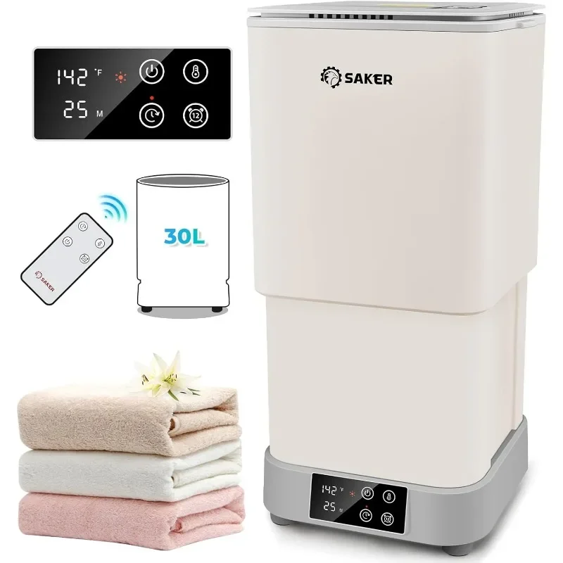 Saker Calentador de toallas, calentador de toallas caliente grande de 30 litros, calentadores de toallas para baño con tiempo de calentamiento ajustable, tiempo de retardo 1-12h