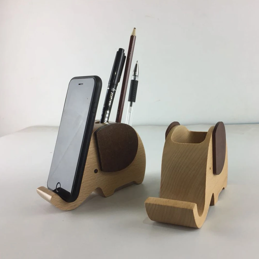 

Elephant Pen Holder Desk Organizer Pencil Container Mobile Phone Storage Box Stationery Elephants Bamboo Cute