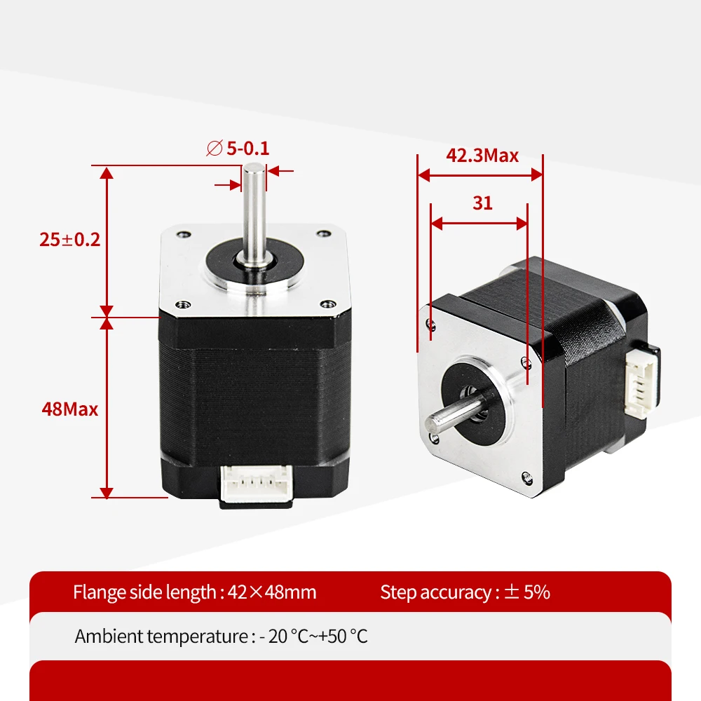 Hybrid 2-phase 1.8/0 degree high torque Nema 17 stepper motor set for 12V 3D printer 48mm Moteur stepper motor