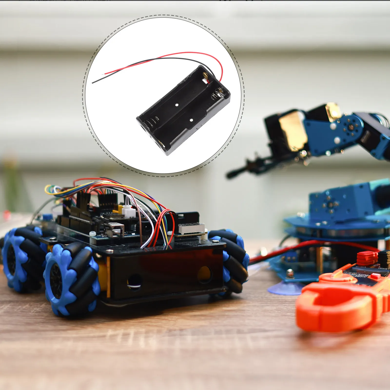 5Pcs Black Aa Battery Holder Case Box 57x32x15mm Spring Clip Design with Wire Leads for 2Aa Batteries Monolithic System