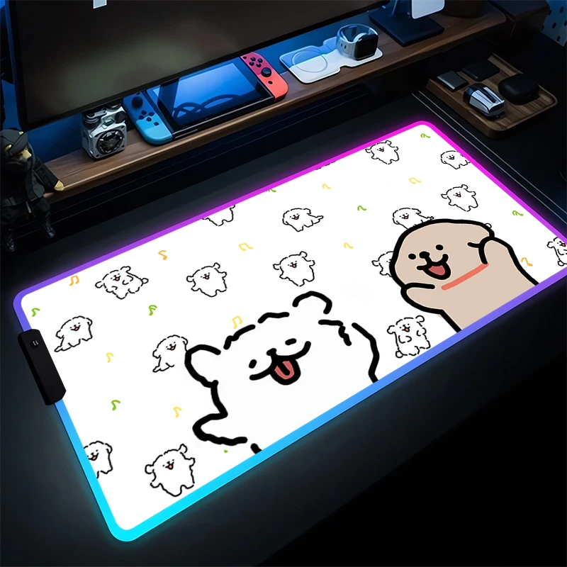 

Светодиодный коврик для мыши Аниме Игровые аксессуары Ковер Геймер RGB ПК Компьютер Симпатичный коврик для клавиатуры Мультяшная линия Собака Настольный коврик Kawaii Коврик для мыши