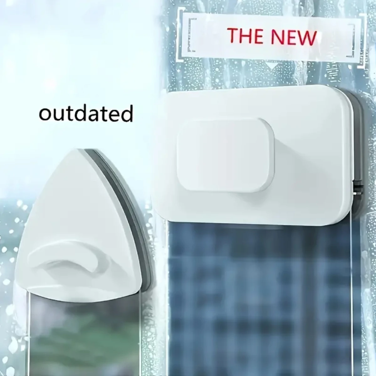 Double-Sided Magnetic Window Cleaner with Safety Rope, High-Strength ABS Handheld Tool for High-Rise Glass, Anti-Pinch Design, F