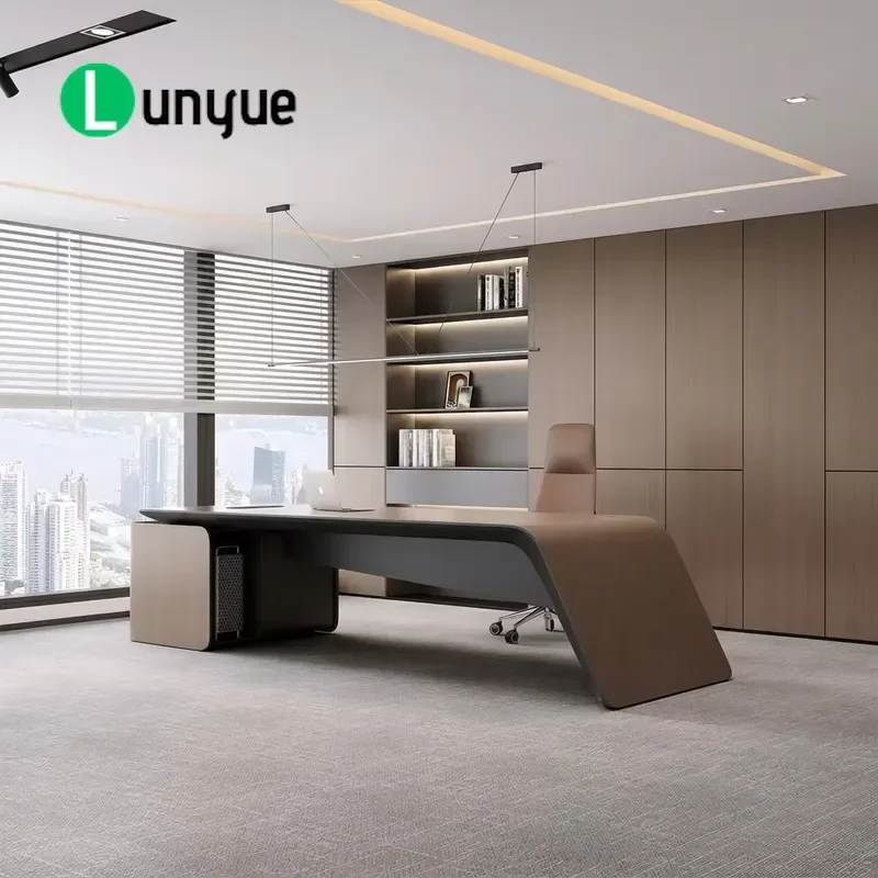 Simple Art Style Executive Desk Unique Beveled Table Leg Design Large Size Manager Office Desk for Luxury Office Space
