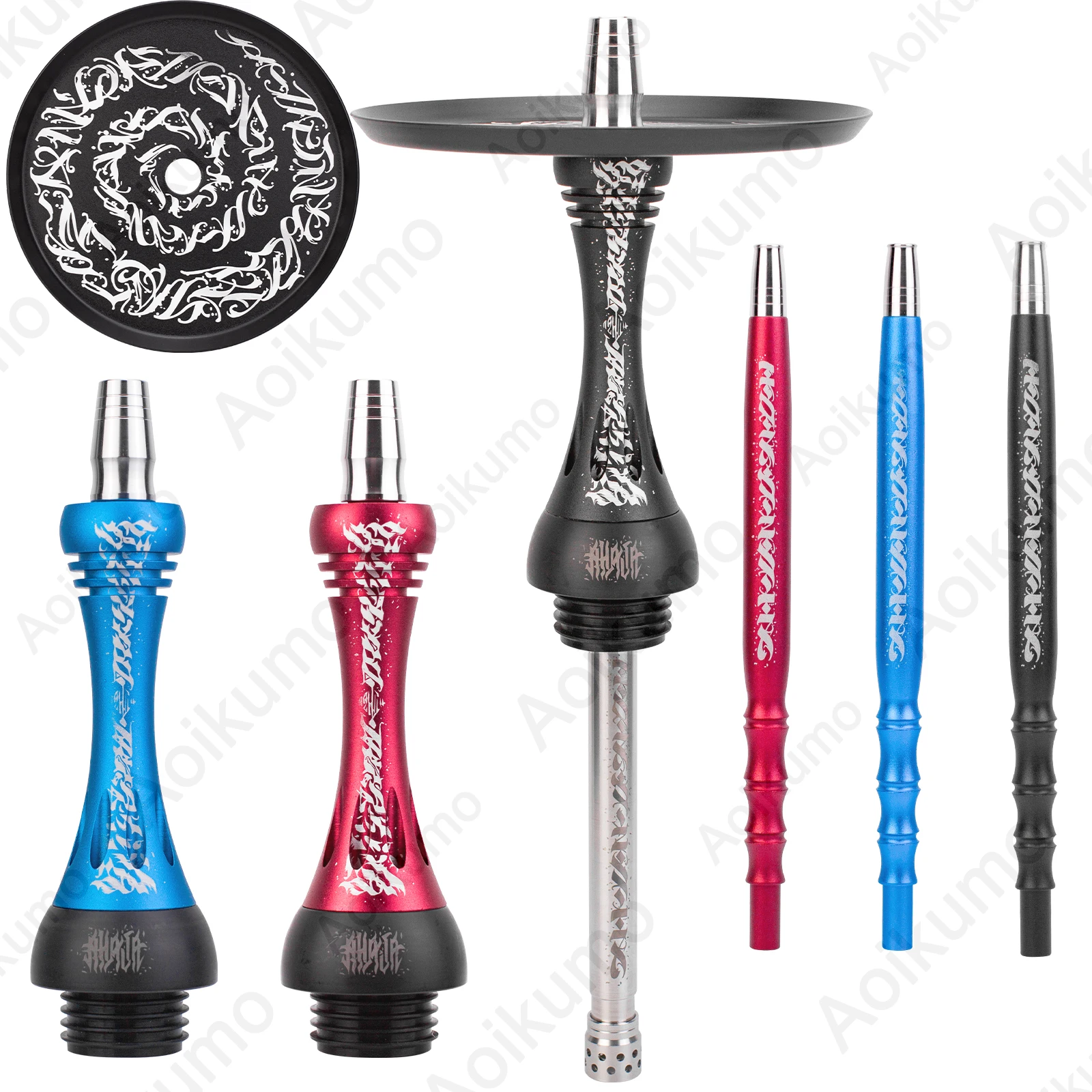 Alphas Hookah X Colección de artistas Arte Co-Negro Mate Shisha Nargile Shisha Alphas Hookah Modelo X Colección de arte