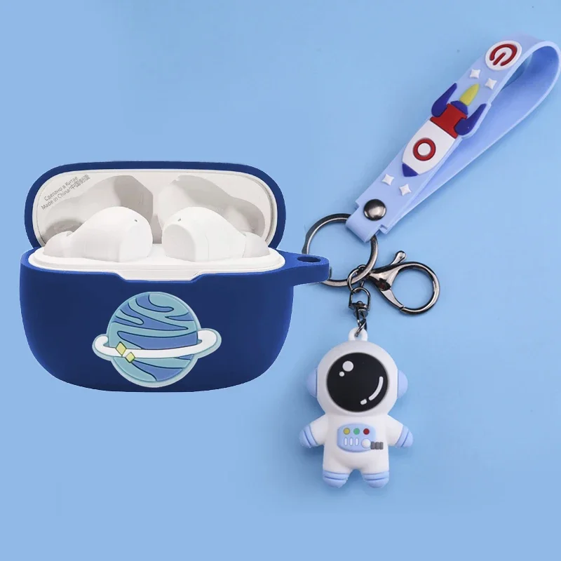 Para jbl onda 200 tws caso dos desenhos animados spaceman silicone fone de ouvido caso protetor capa macia bonito para jbl 200 caso com chaveiro