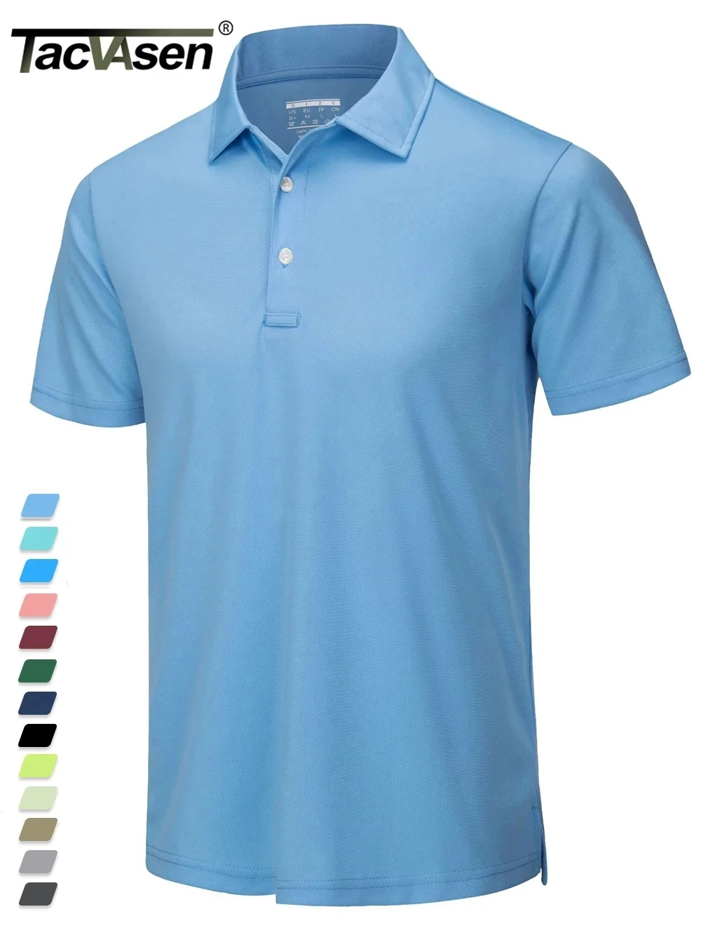 TACVASEN Summer Casual T-shirts Mens Short Sleeve Polo Shirts Button Down Work Shirts Quick Dry Tee Sports Fishing Golf Pullover 1