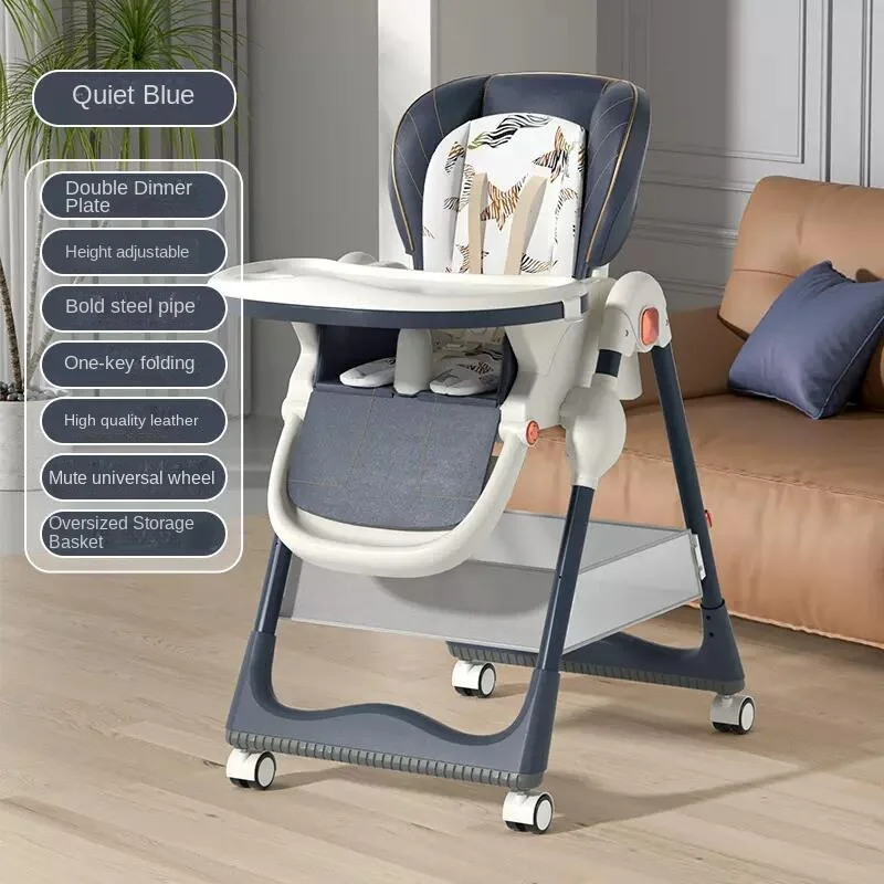 Baby High Chair - Portable Home Use Infant Chair with Height Adjustment, Multi-Functional, Folding, Featuring Swivel Wheels
