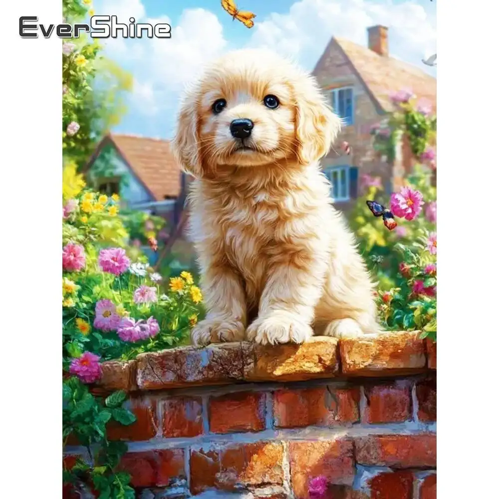 Evershine Diamant-Gemälde, Hund, Tier, DIY-Muster für Erwachsene, Anfänger, voll, quadratisch, rund, Diamant-Mosaik, handgefertigtes Geschenk