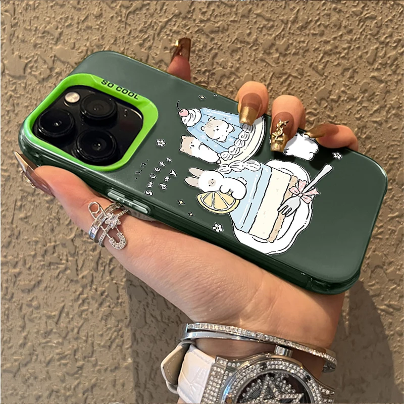 Niedliche Cartoon-Kuchen-Katze-Matte-Hartschale für iPhone 16 15 14 13 12 11 Pro Max XS X XR 8 7 Plus SE 2020 stoßfeste Beschichtung PC-Abdeckung