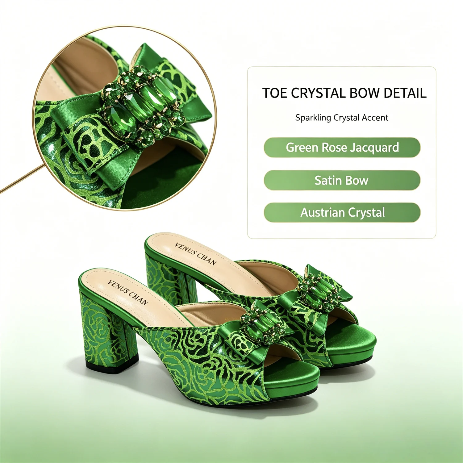 Conjunto de zapatos y bolso de mujer con encaje de satén morado de lujo, tacón de bloque con lazo de pedrería, sandalias abiertas, para bodas, fiestas y eventos nocturnos.