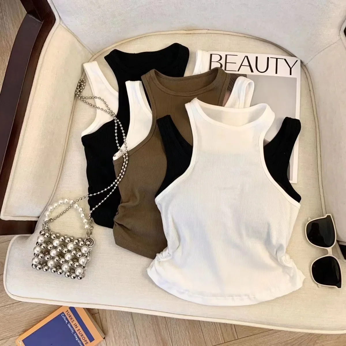 

summer tank top baby girls vintage contrast colors fake two-piece vest sleeveless kids clothes toddler punk dance 2 to 14 years