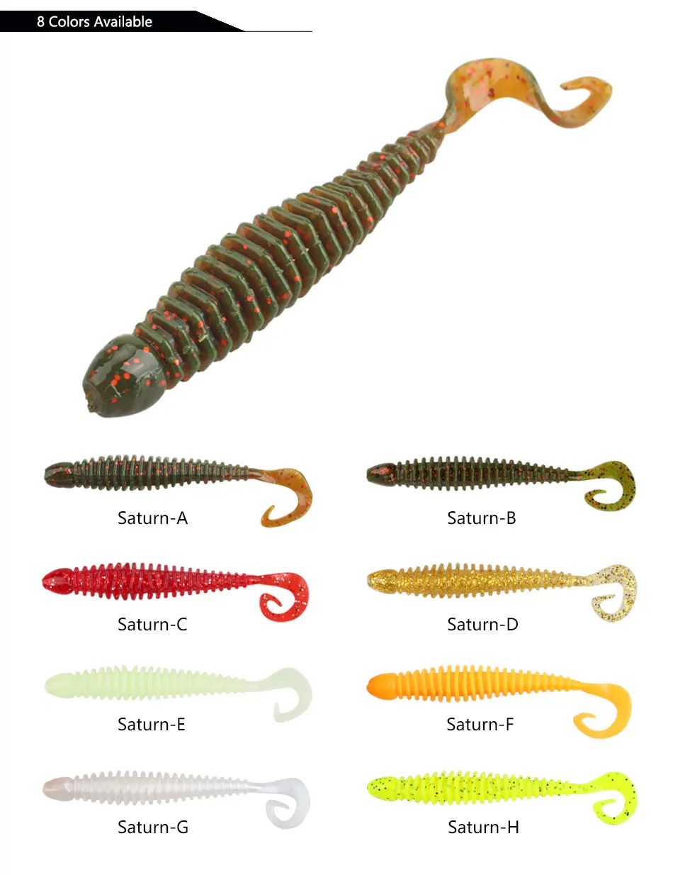 ALLBLUE Saturn 105mm 9g Weicher Köder Einzelschwanz-Wurm 6 Stück/Set Silikon Kunstköder Bass Swimbait Hecht-Angelzubehör – Detail 3