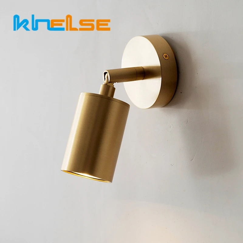 Vintage Vollkupfer GU10 LED Wandleuchte Drehbare Schlafzimmer Nachttischlampe Retro Innen Verstellbarer Winkel Messing Mini Lesestrahler