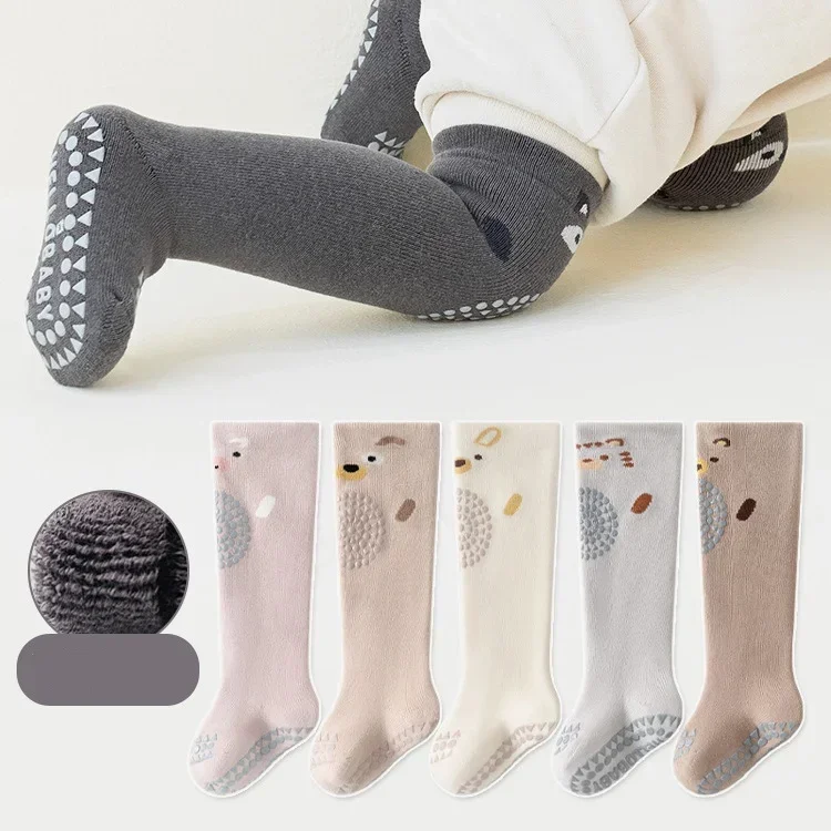 1 Pair Infant Baby Stockings Sock for Boy Girl Cute Cartoon Bear Toddler Non-slip Floor Sock Autumn Winter Indoor Newborn Sock