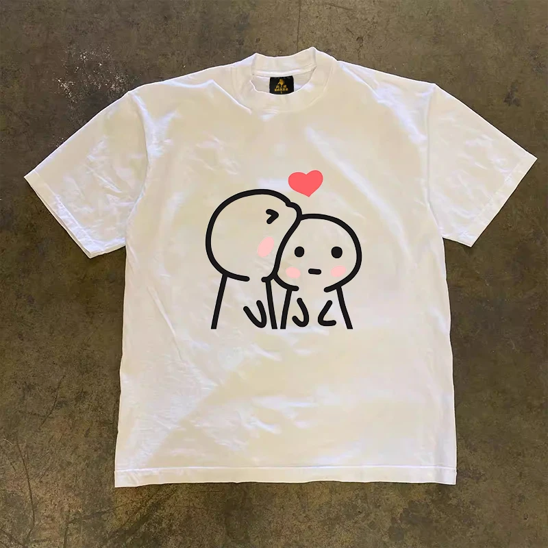Loose Fit Cotton T-Shirt Unisex Short Sleeve Double Thread UPUPXIA Hero Print Sweat Absorbent round Neck Casual Summer Top