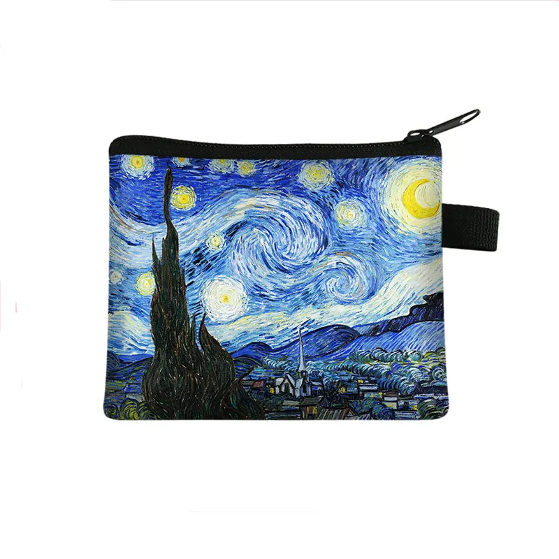 Van Gogh / Michelangelo / Da Vinci Art Coin Purses Women Mona Lisa Lipstick Bag Starry / Lady MIni Card bag