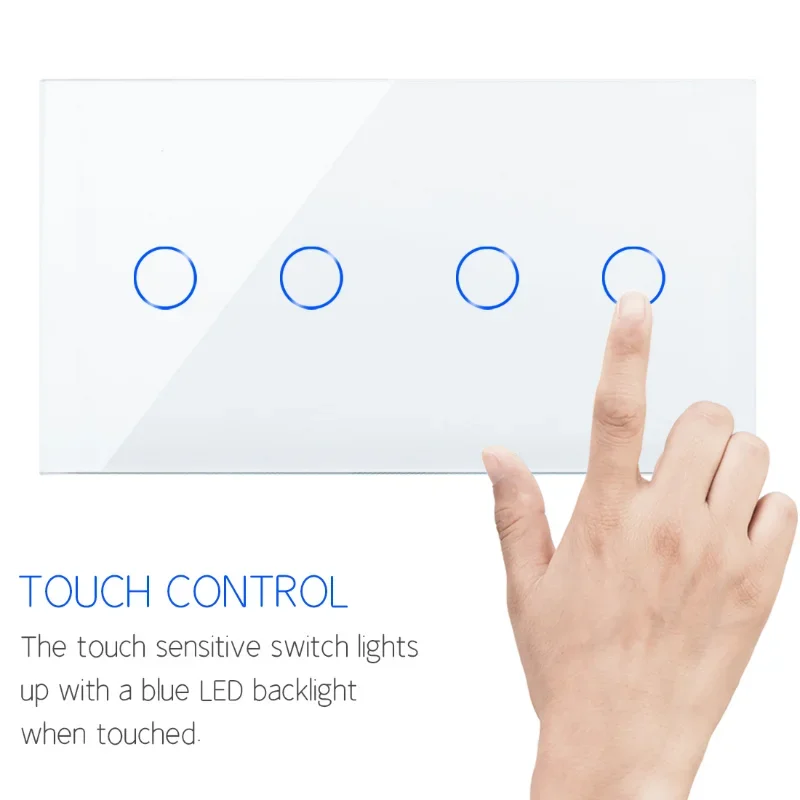Imagem -03 - Wifi Interruptor de Luz 4gang Interruptor de Toque Parede Painel Classe Cristal Interruptor Inteligente App Controle Trabalho com Tuya Nenhum Fio Neutro Necessário