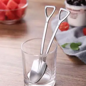 4pcs shovel coffee spoon stainless steel shoe shaped spoon pointed teaspoon sugar shaking spoon ice cream spoon 10 Main Teaspoint Sales - №2