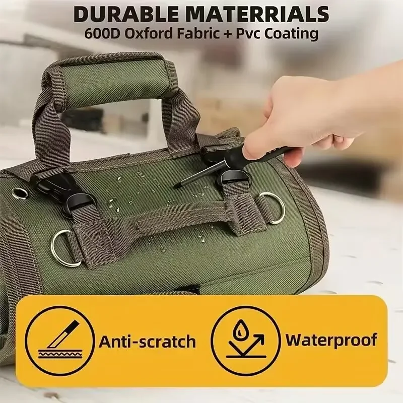 Tool Roll Bag Oxford Fabric Waterproof Tool Roll Up Bag Portable Pouch Bag Wrench Spanner Tool Organizer For Mechanic Toolkit