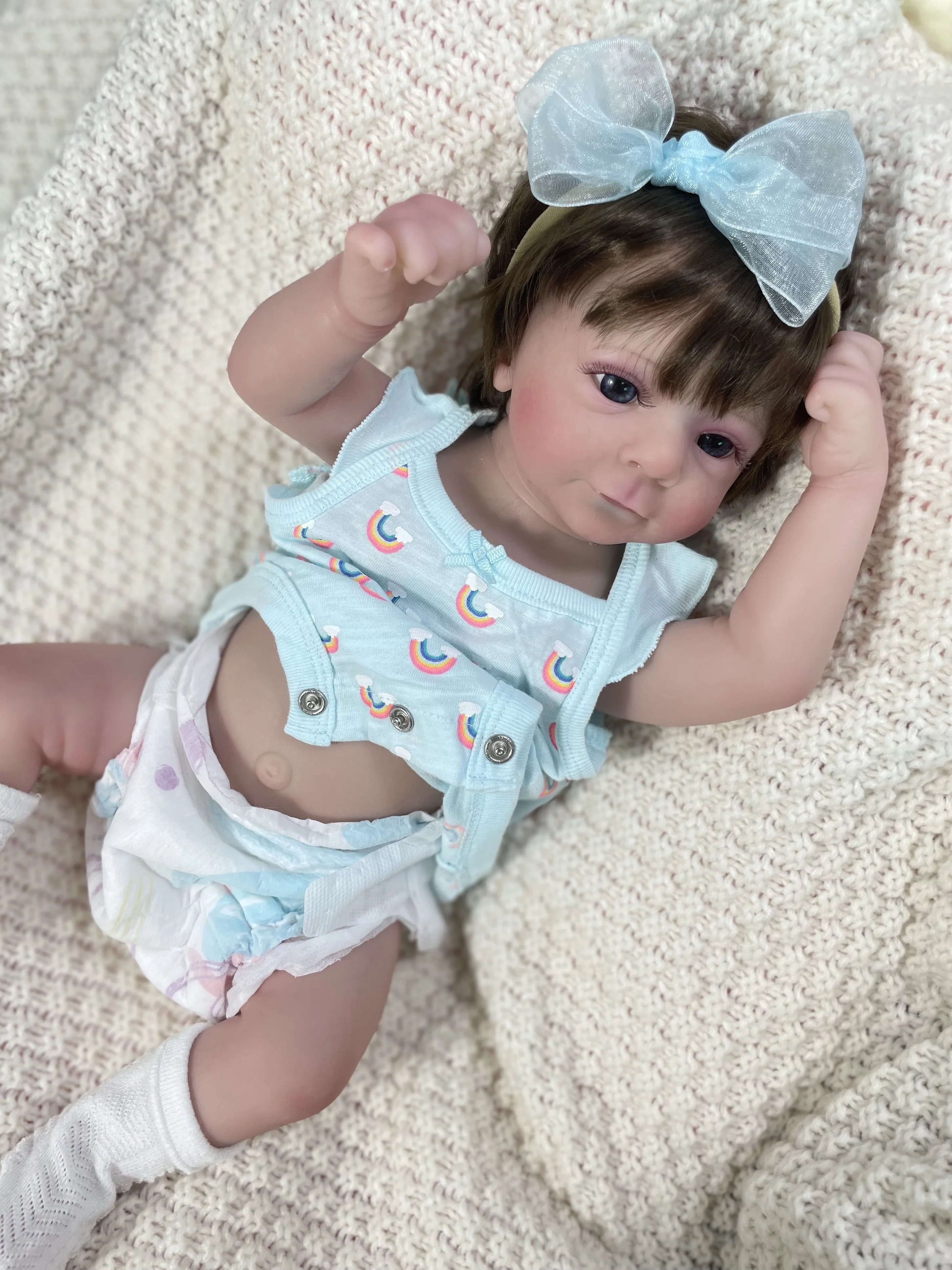 17 Inch Felicia Reborn Finished Doll Full Silicone Vinyl Girl Adorable Baby Lifelike 3D Skin Visible Veins Collectible Art Doll