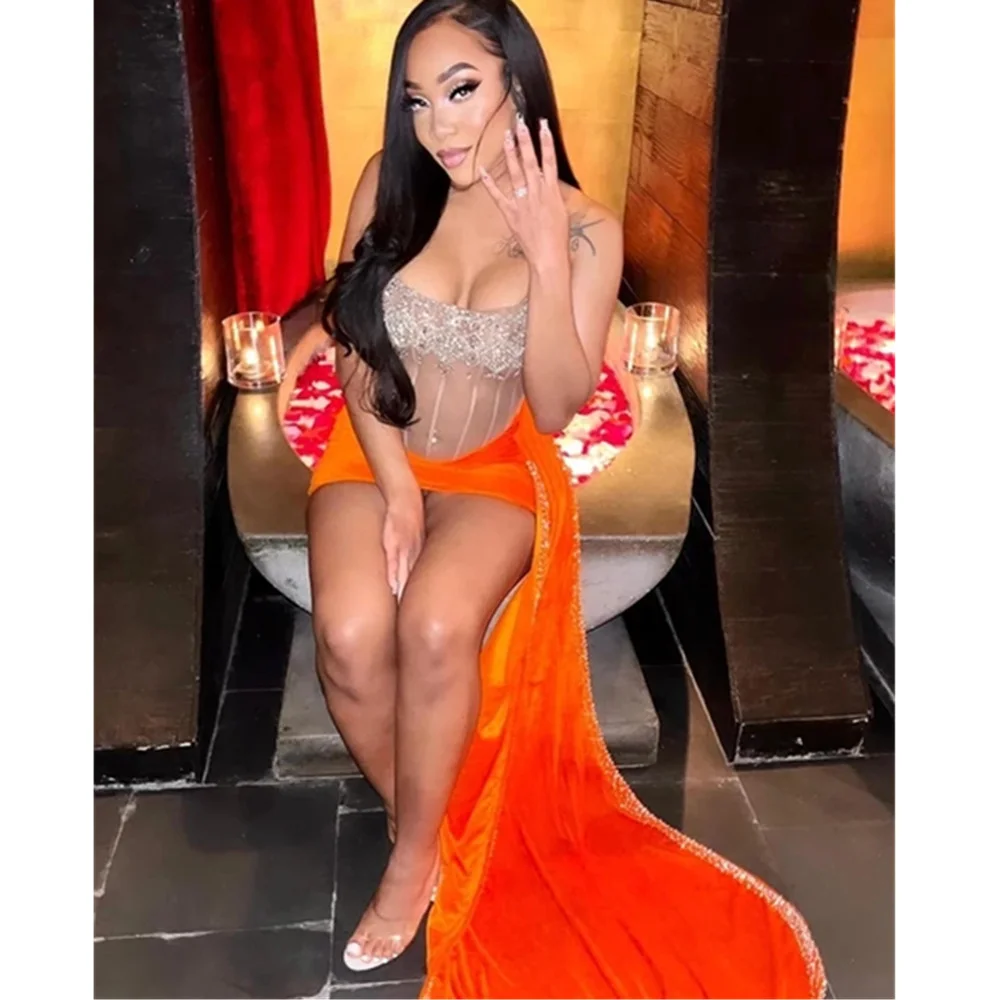 Sexy Velvet Strapless Short Prom Dresses for Black Girls Crystal Beaded Birthday Party Dress Illusion Mini Cocktail Homecoming