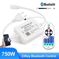 750W 220V 110V Bluetooth LED Controller With 23Key IR Remote control Switch For hollow neon strip