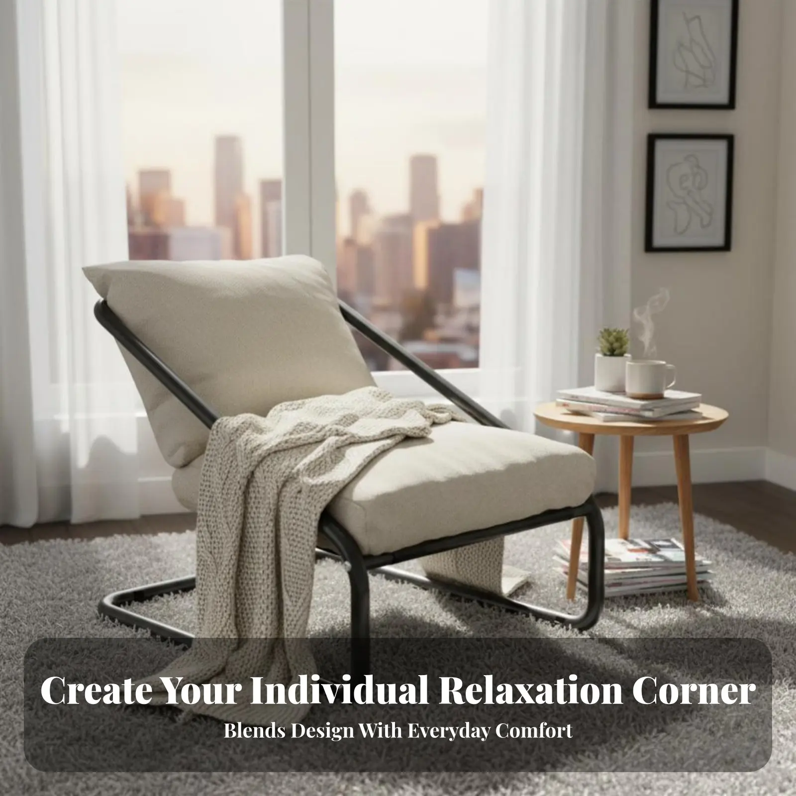 

Upholstered Rocking Armchair Thick paddinging Upholstered Rocking Armchair with Footrest Ergonomic Design Side Storage Pocket