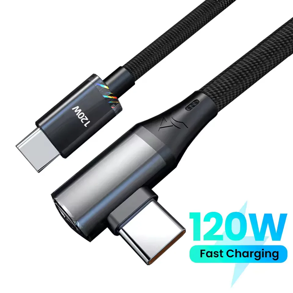 90-Grad-Winkel-USB-C-Kabel PD120W Schnellladekabel Typ-C Ladekabel Datenkabel für iPhone 15 16 17 Samsung Xiaomi Huawei 1m 2m