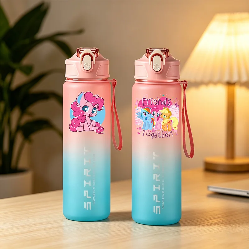

My Little Pony Anime 800ml Water Cup Large Capacity Outdoor Portable Rope Gradient Drinking Bottle Children Gift Drinking Kettle