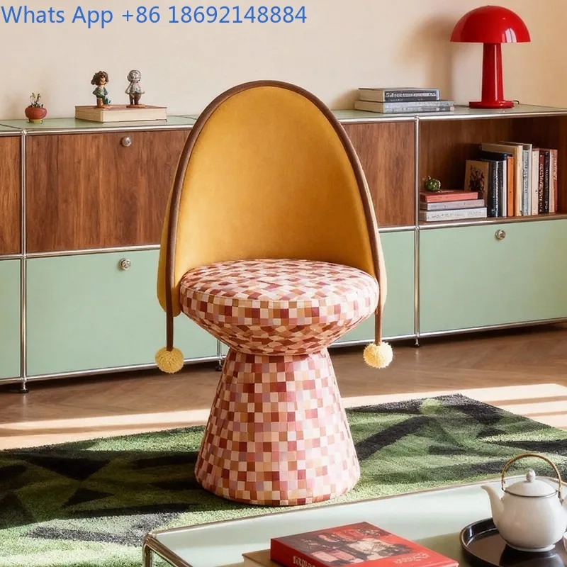 

Light Luxury Style Makeup Room Rotatable Vanity Chair Creative Living Room Vintage Leisure Backrest Chair Bedroom High-end Chair