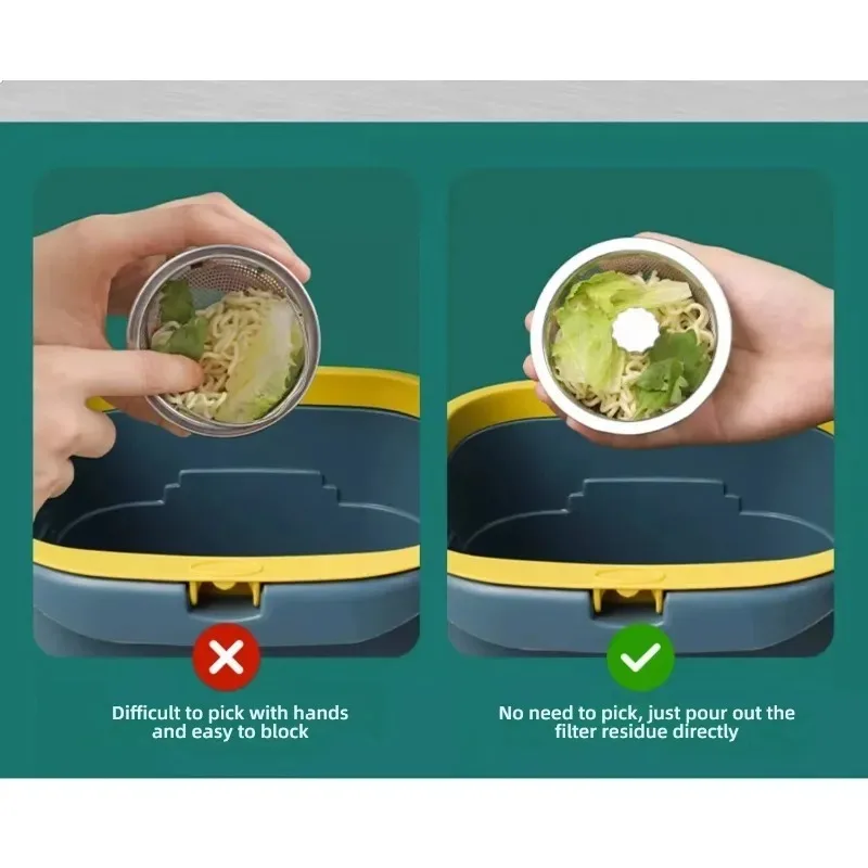 مصفاة فلتر من الفولاذ المقاوم للصدأ لحوض المطبخ مع سدادة مقبض بديلة لسلة تصريف فتحة نفايات لحوض المطبخ