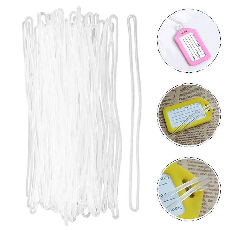 Boucles de sac en plastique transparentes pour étiquettes de voyage, porte-sangle d'identification de bagage, lanière portable, accessoires de voyage, 50 pièces