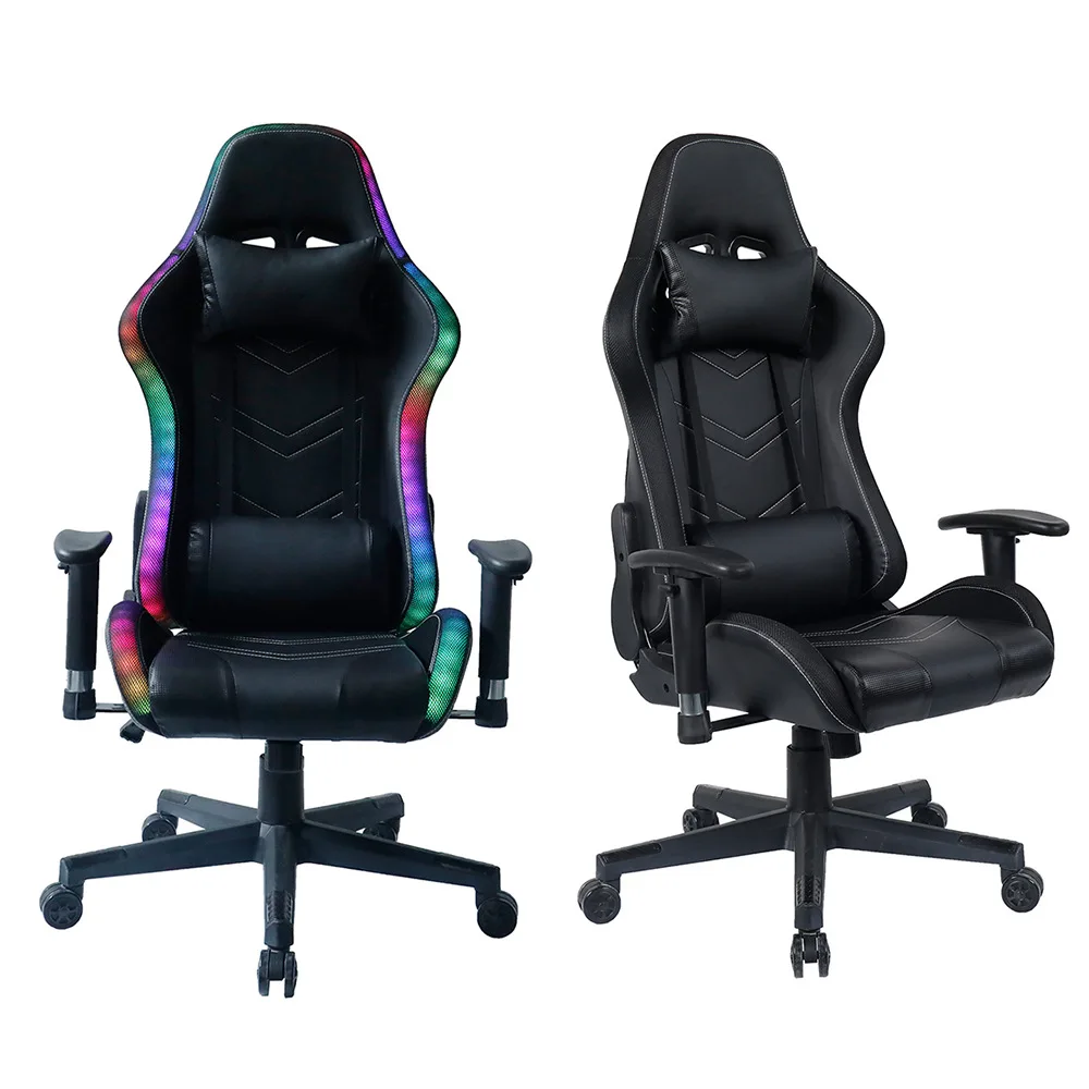 كرسي الألعاب RGB LED بالجملة جلد أسود حصيرة القش نمط الجلود رفع مقعد دوار 783
