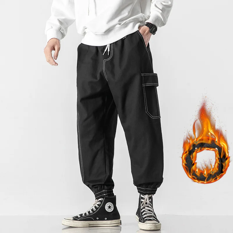 

Autumn Winter Men Harem Pants Hip Hop Harajuku Male Baggy Jogging Pants New Fashion Streetwear Thick Men's Cargo Trousers 2023