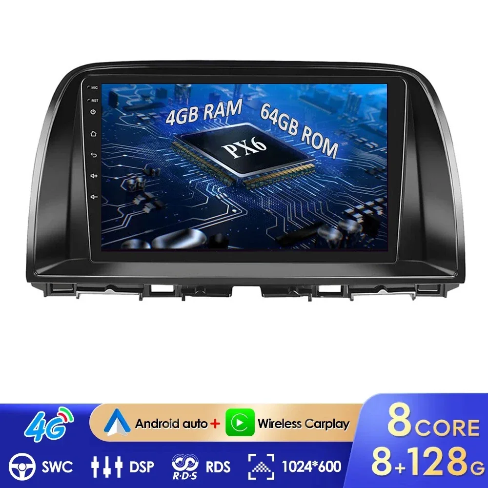 

4GB+64GB Android 14.0 For Mazda CX5 CX-5 CX 5 2012 - 2015 Car Radio Multimedia Video Player Navigation WIFI BT No 2Din 2 Din DVD