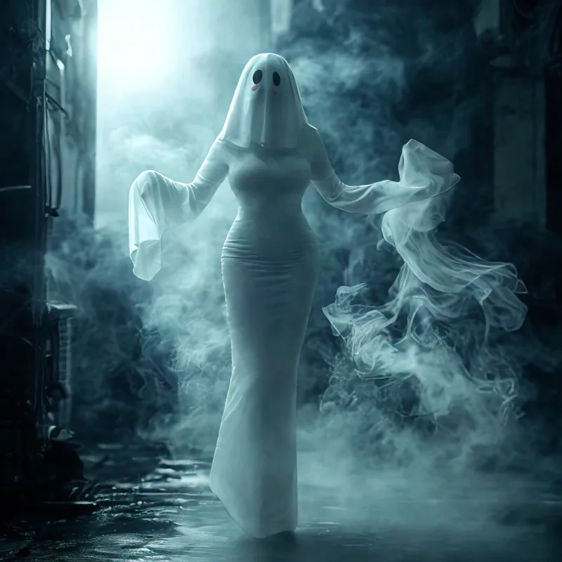 white ghost dress Sequined Costume a vision of ghostly grace Ghost costume girl | Aesthetic