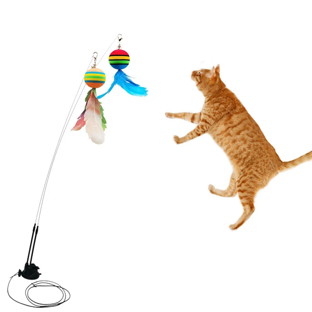 Cat Feather Toy Accessories Simulation Bird Mouse Cat Toy with Bell Interactive Kitten Toys for Cats Refill Replacement Products