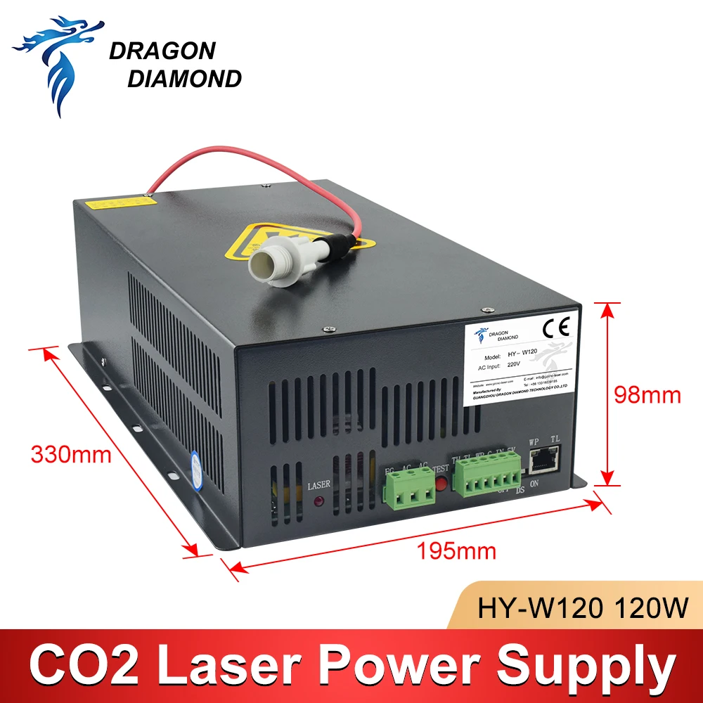 100-120W Co2 Laser Power Supply 110V/220V For CO2 Laser Tube Engraving and Cutting Machine HY-W120