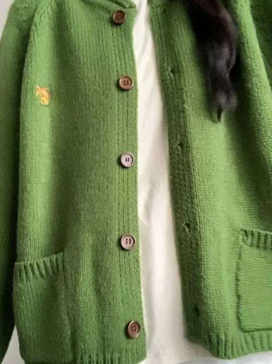 

Вязаный открытый кардиган в стиле ретро, женский свободный свитер, мягкий удобный топ, модный длинный свек, круглый, на пуговицах