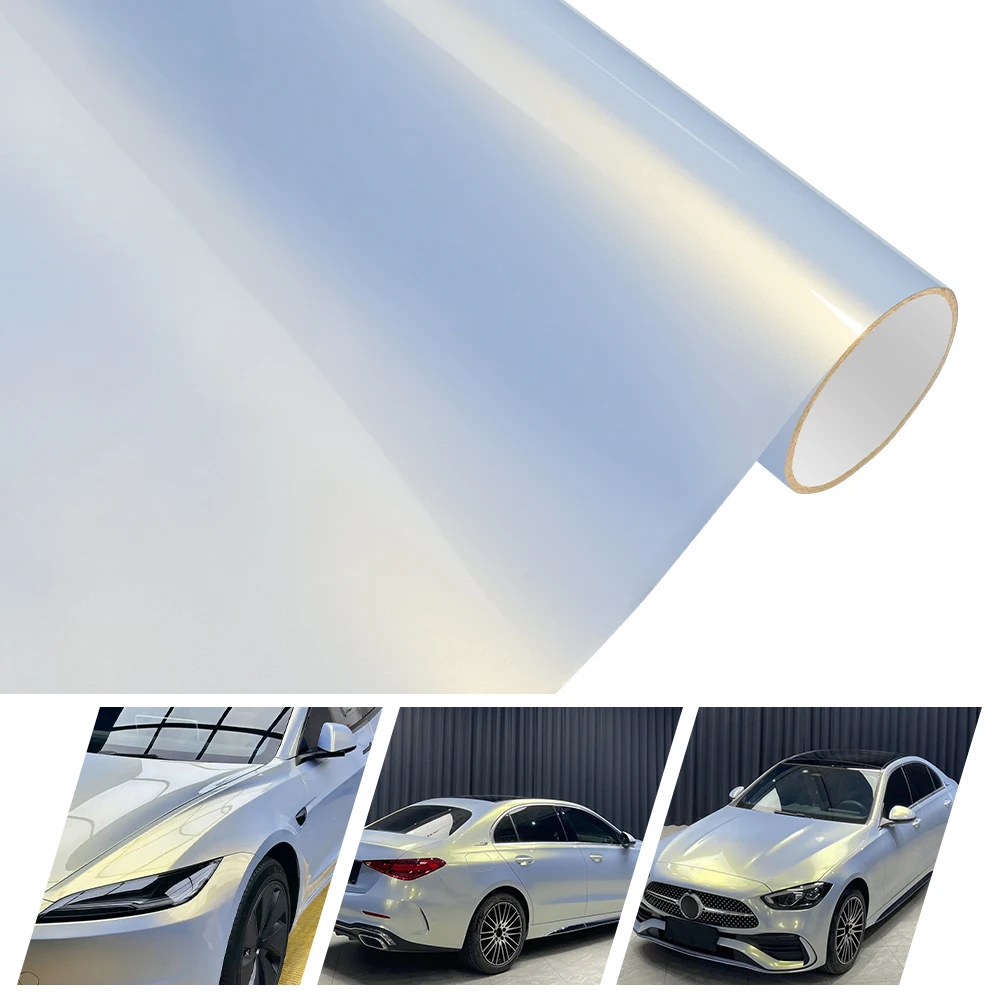 

PET Mermaid Blue Charm Gold Car Accessories Exterior Air Bubble Free Car Protection Decor Film Glossy Self Adhesive Wrap Vinyl