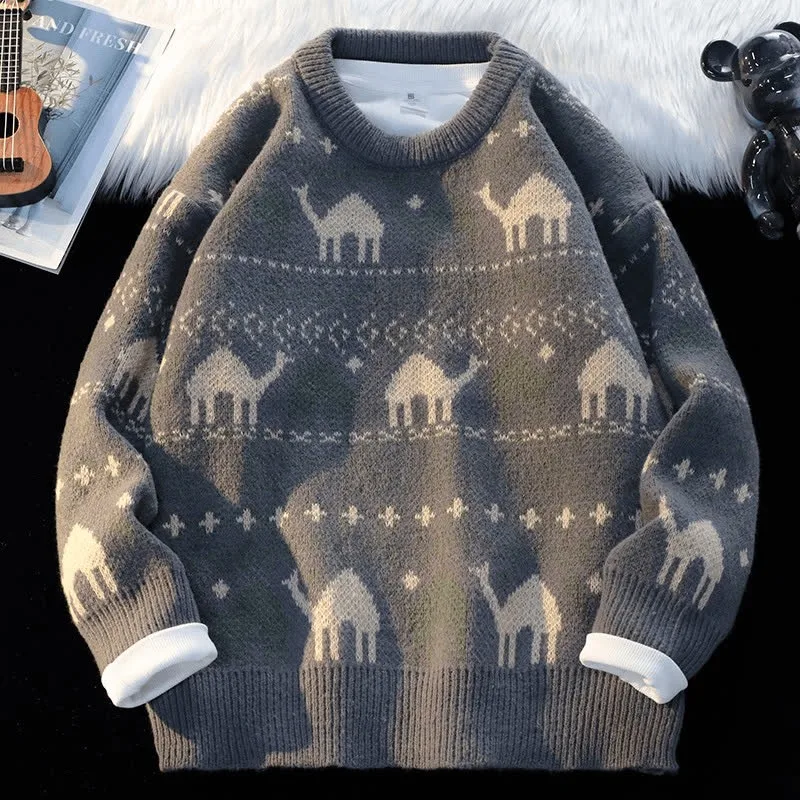 Nuovi maglioni autunnali e invernali, maglioni alla moda da uomo, maglieria, larghi, retrò, stile pigro, versatili da indossare all'aperto