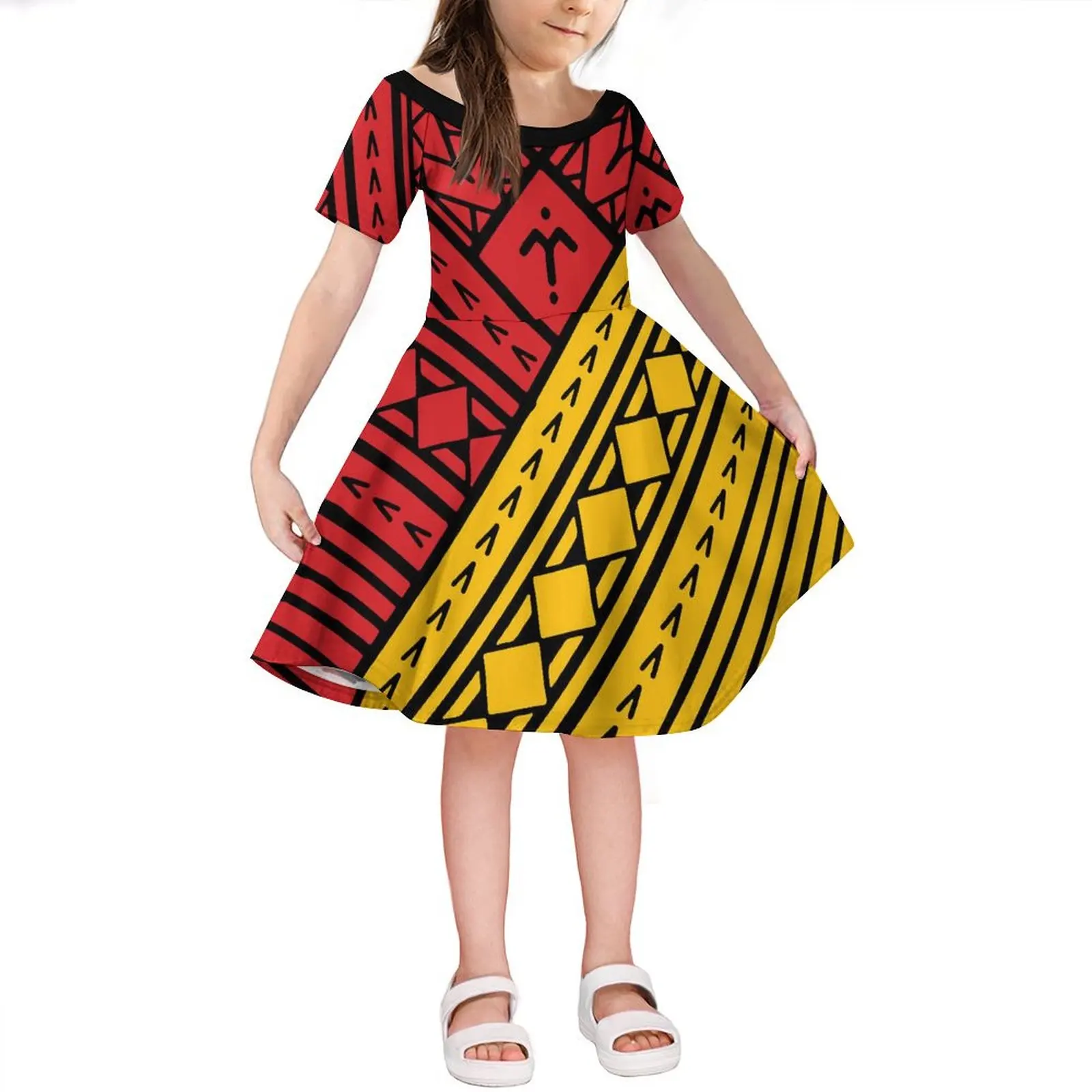 Samoa vestito per bambini con personalizzazione ragazze polinesiane manica corta o-collo vestito isola stampa ragazzi camicia