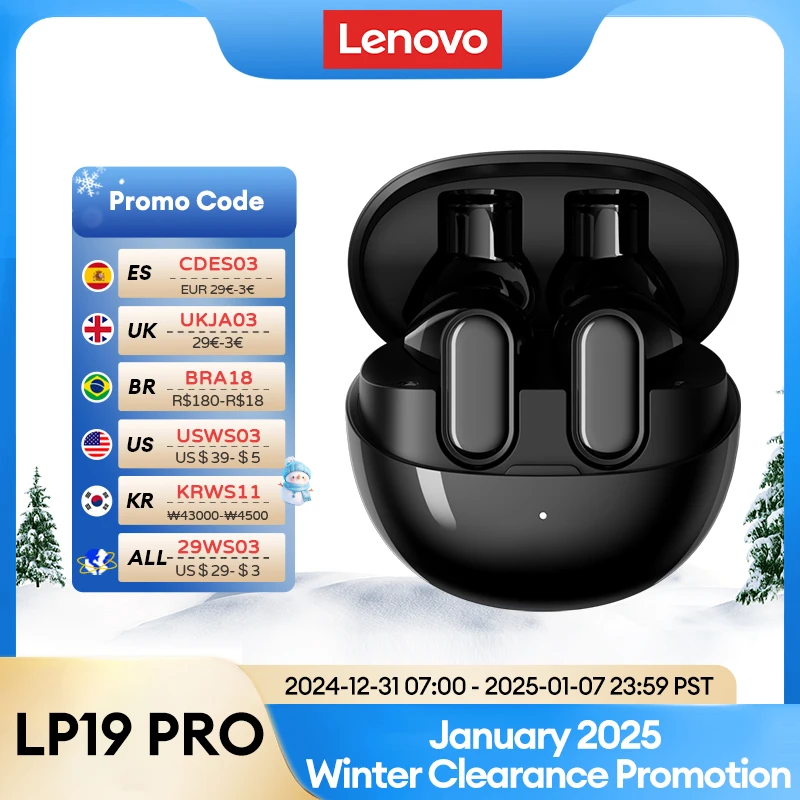 New Lenovo LP19 PRO Wireless Bluetooth 5.4 Earphones Long Battery Life Gaming Earbuds HiFi Sound Stereo Music Headset With Mic