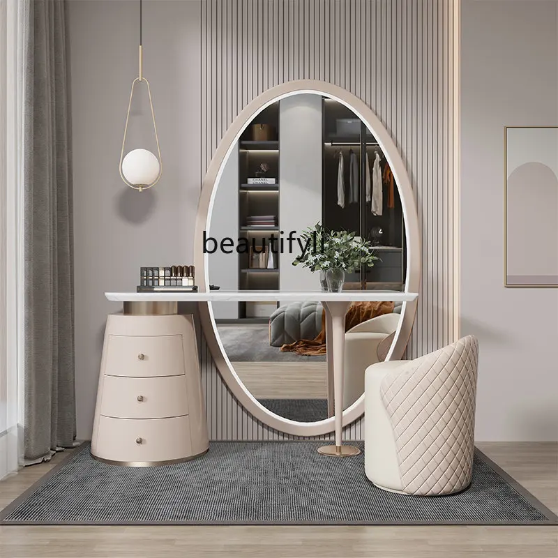 

Dressing Table Full-Length Mirror Integrated Bedroom Advanced Small Apartment Affordable Luxury Style Stone Plate Makeup Table