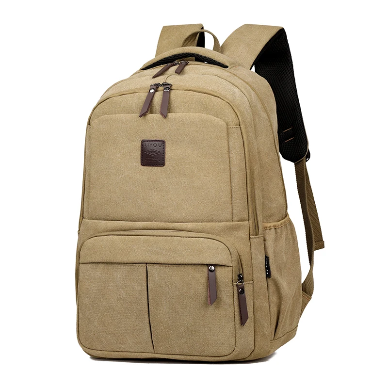 Men Canvas Backpack Male Laptop College Student School Bags for Teenager Vintage Mochila Casual Rucksack Travel Daypack