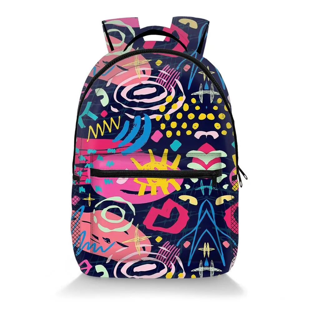 Hip Hop Popular Colorful Geometry student Bookbag Notebook Backpacks 3D Print Oxford Waterproof Boys/Girls Travel Backpacks