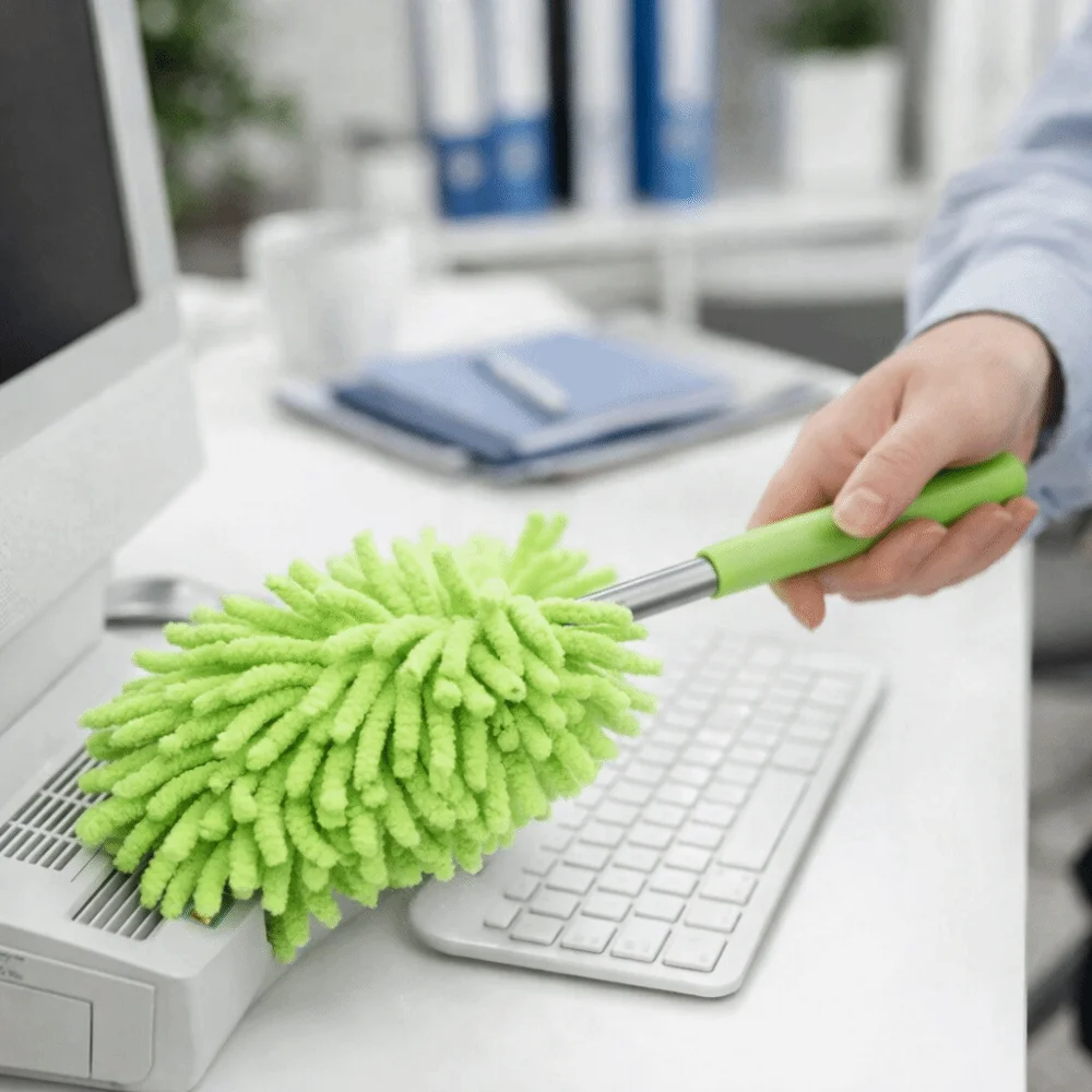 

2 Pieces Extendable Microfiber Duster Detachable Replaceable Head Telescopic Dust Brush Stainless Steel Handle Soft