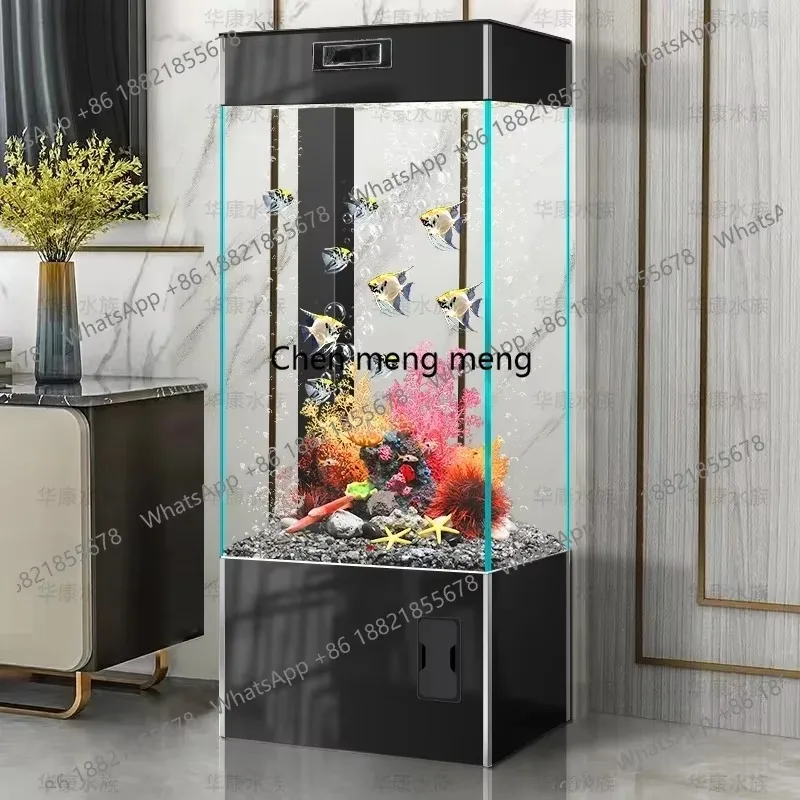 

RR Ultra White Glass Fish Tank Living Room Vertical Floor-standing Ecological Goldfish Tank Smart Aquarium